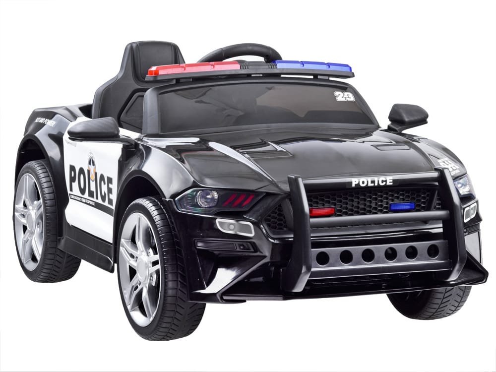 vaikiškas elektrinis policijos automobilis radiovozis su pulteliu