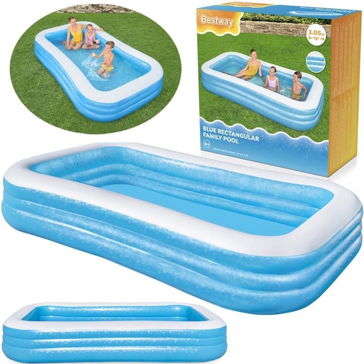 Baseinas pripučiamas Bestway Deluxe 54009, 305 x 183 x 56 cm, žydras