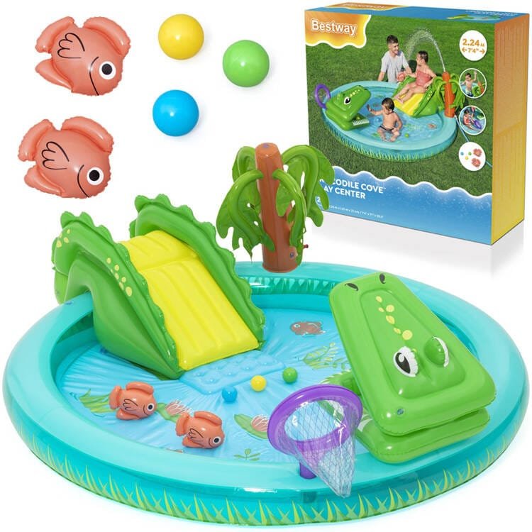 Pripučiamas žaidimų aikštelė Bestway Crocodile 53166, 224 x 181 x 72 cm