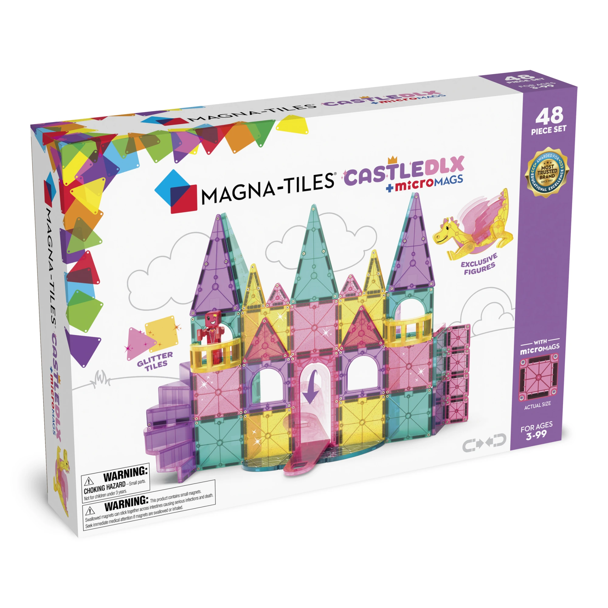 MAGNA-TILES Magnetinis konstruktoriaus rinkinys Pilis DLX 48 dalys
