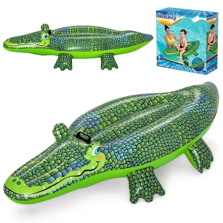 Pripučiamas plaustas Bestway Buddy Croc, 152 x 71 cm, žalias