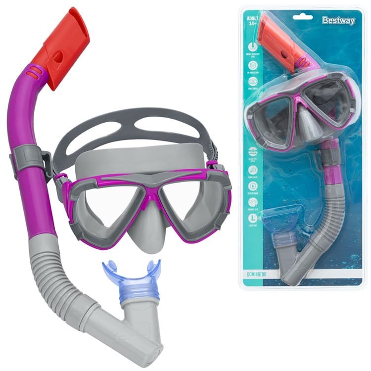 Nardymo kaukė su vamzdeliu Bestway 24029, rožinė, 14+