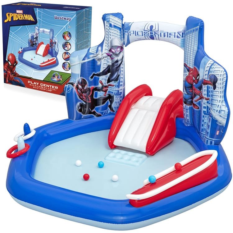 Pripučiamas žaidimų centras Bestway Spider Man 98793, 211 x 206 x 127 cm, mėlynas/raudonas