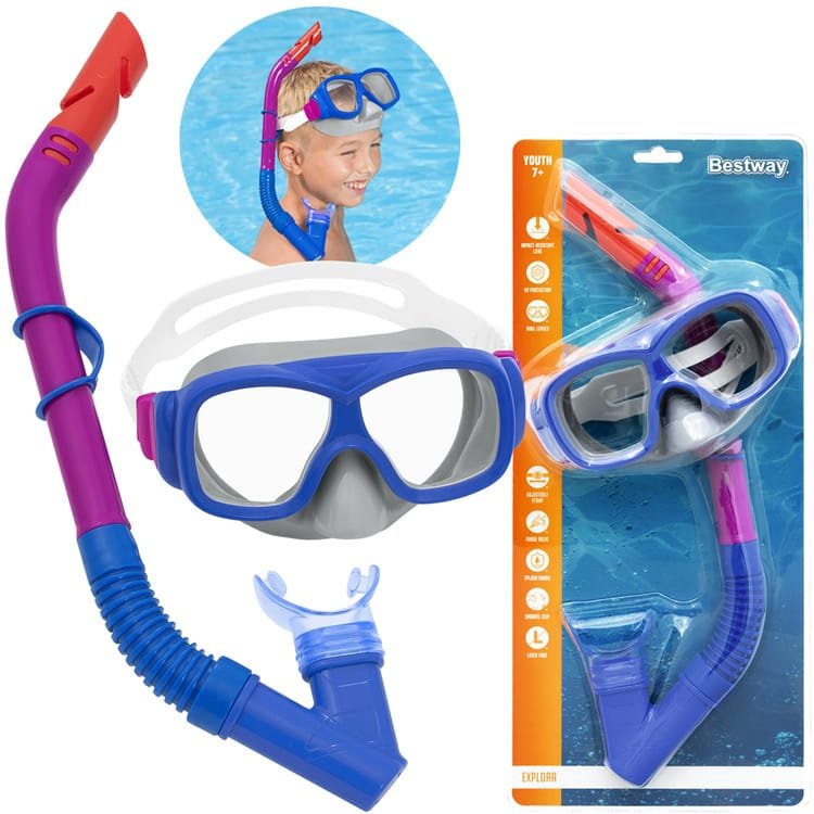 Bestway nardymo rinkinys su kauke ir snorkeliu MĖLYNAS 7+ 24032