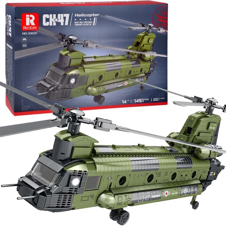 Reobrix licencijuoti statybiniai blokai CH-47 Chinook sraigtasparnis 1458 vnt. ZA5802