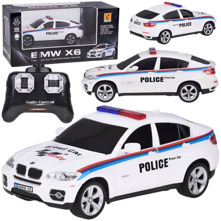 BMW X6 sportinis policijos automobilis su nuotolinio valdymo pulteliu RC0660 BI