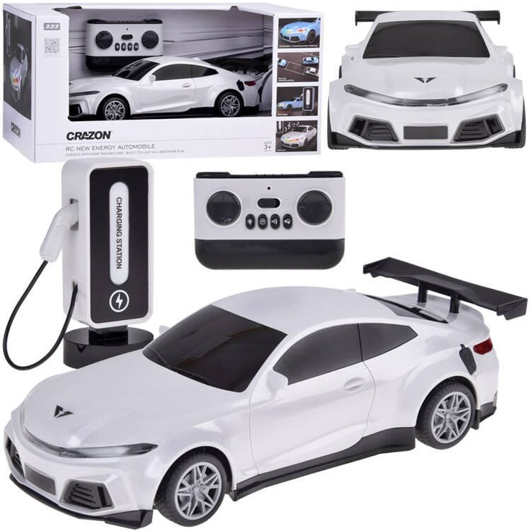 Automobilis + įkrovimo stotelė elektromobiliui su spalvotomis šviesomis RC0687